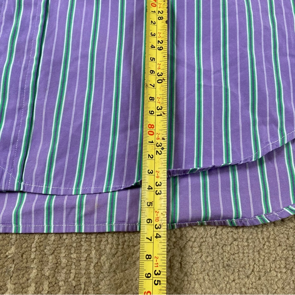 Ralph Lauren Classic Fit Button Up Striped Purple/Green Shirt Size 16.5 Large - Picture 9 of 10